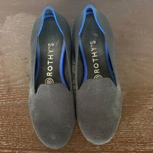 Rothy's Women's Black Flats with Blue Trim
